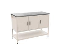 Cuisine d'extérieure en acier beige 3 portes.1 étagère L120cm