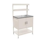 Cuisine d'extérieure en acier beige avec 2 étagères suspendues et 2 portes L80cm