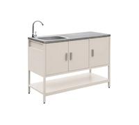 Cuisine d'extérieure en acier beige avec évier L120cm