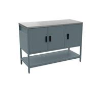 Cuisine d'extérieure en acier bleu gris 3 portes.1 étagère L120cm