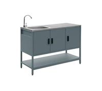 Cuisine d'extérieure en acier bleu gris avec évier L120cm
