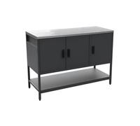 Cuisine d'extérieure en acier noir 3 portes.1 étagère L120cm