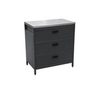 Cuisine d'extérieure en acier noir avec 3 tiroirs L80cm