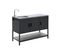 Cuisine d'extérieure en acier noir avec évier L120cm