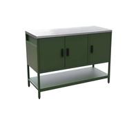 sweeek - Cuisine d'extérieure en Acier Vert 3 Portes.1 étagère L120cm