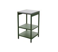 Cuisine d'extérieure en acier vert avec 2 étagères L49cm
