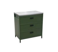 swe uisine d'extérieure en acier vert avec 3 tiroirs L80cm