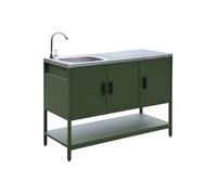 Cuisine d'extérieure en acier vert avec évier L120cm