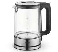 CUISINE EDITION Bouilloire en verre - Avec socle à 360° et indicateur LED - Éléments en acier inoxydable - 1,7 l - Verre - Bouilloire en acier inoxydable - Distributeur d'eau chaude - Bouilloire à thé