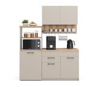 Cuisine Egbert, 160cm avec table extensible, Grège/Chêne de force doré, Vicco 49527