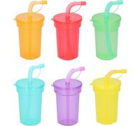 Cuisine Elegance Gobelets avec Couvercle et Paille en Plastique 387 ml - Lot de 6