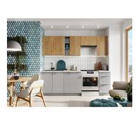 Cuisine EMA bois et gris - 2m40 - 7 meubles