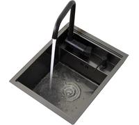 Cuisine en Acier Inoxydable Évier Invisible RV Évier avec Couvercle Restaurant Pantry Bar D’Eau Mini Lavabo Éviers Faciles à Nettoyer, Black Steel, 35 * 45 * 22cm