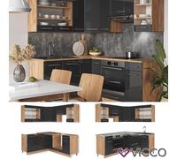 Cuisine en angle Cuisine intégrée Fame-Line 190 cm chêne anthracite Vicco