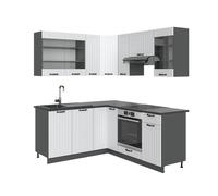 Cuisine en angle Fame-Line, 160x190cm , PT Anthracite, Blanc cottage/anthracite, Anthracite, Vicco