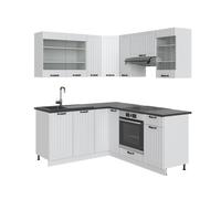 Cuisine en angle Fame-Line, 160x60cm sans PT, Blanc campagne/blanc, Blanc, Vicco