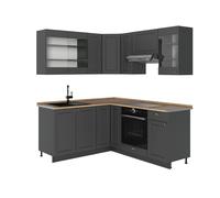 Cuisine en angle Fame-Line 190 x 160 cm PT Chêne Anthrazit-Gold Landhaus/Anthracite Vicco 57082