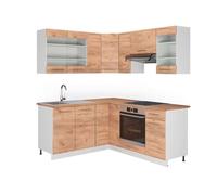 Cuisine en angle Fame-Line 190 x 160 cm PT Chêne Chêne de force doré/Blanc Vicco 42741