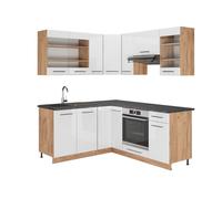 Cuisine en angle Cuisine intégrée Kitchenette Fame-Line 190 cm chêne blanc Vicco