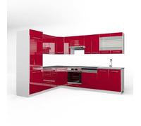 Cuisine en angle Fame-Line 287 x 227 cm PT Anthracite Rouge bordeaux Haute brillance/Blanc Vicco 42671