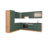 Cuisine en angle Fame-Line 287 x 227 cm PT Anthracite Vert Or Campagne/Chêne de force doré Vicco 42600