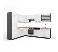 Cuisine en angle Fame-Line 287 x 227 cm PT Chêne Blanc Haute brillance/Anthracite Vicco 42567