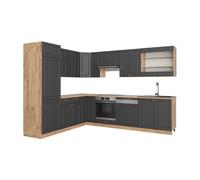 Cuisine en angle Fame-Line 287 x 227 cm sans PT Anthrazit-Gold Landhaus/Chêne de force doré Vicco 38646