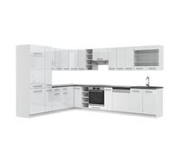 Cuisine en angle Fame-Line, 347x257cm sans PT, blanc brillant/blanc, Blanc, Vicco