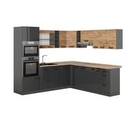 Cuisine en angle R-Line 247 x 237 cm armoires bicolores PT Chêne Anthracite-chêne doré/Anthracite Vicco 58714