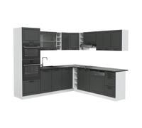 Cuisine en angle R-Line, 247 x 237 cm, PT Anthracite, Anthracite campagne/Blanc, Vicco 42201