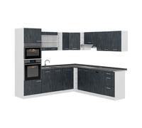 Cuisine en angle R-Line, 247 x 237 cm PT Anthracite, Béton noir/Blanc, Vicco 47408