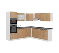 Cuisine en angle R-Line, 247 x 237 cm, PT Anthracite, Chêne Artisan/Blanc, Vicco 49005