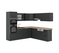 Vicco Cuisine en Angle R-Line Anthracite Campagne/Anthracite 247x237 cm | 14 Modules · Pieds réglables en hauteur · Plan de travail in açades en MDF · Avec armoire four/micro-ondes
