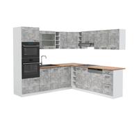 Cuisine en angle R-Line 247 x 237 cm PT Chêne Béton/Blanc Vicco 42533