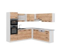 Cuisine en angle R-Line, 247 x 237 cm PT Chêne, Chêne de force doré/Blanc, Vicco 52239