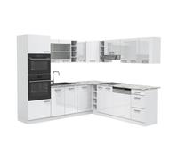 Cuisine en angle R-Line, 247 x 237 cm sans PT, Blanc Haute brillance/Blanc, Vicco 37692