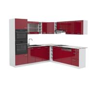 Cuisine en angle Kitchenette Cuisine intégrée R-Line blanc bordeaux rouge Vicco