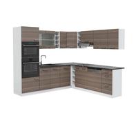 Cuisine en angle R-Line, 247x60cm, PT Anthracite, Gris noble/Blanc, Vicco 42233