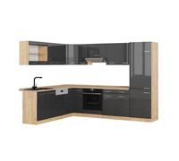 Cuisine en angle R-Line, 287 x 227 cm, PT Chêne, Anthracite Haute brillance/Chêne de force doré, Vicco 43025