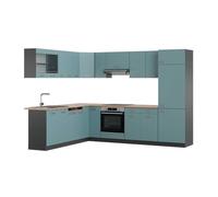 Cuisine en angle R-Line, 287 x 227 cm, PT Chêne, Bleu-gris/Anthracite, Vicco 43142