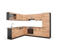 Cuisine en angle R-Line, 287 x 227 cm, PT Chêne, Chêne de force doré/Anthracite, Vicco 43335