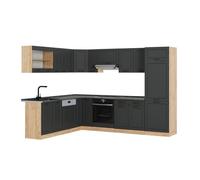 Cuisine en angle R-Line, 287 x 227 cm sans PT, Anthracite campagne/Chêne de force doré, Vicco 54178