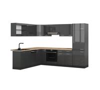 Cuisine en angle R-Line, 287 x 227 cm sans PT, Anthracite Haute brillance/Anthracite, Vicco 53598