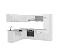 Cuisine en angle R-Line 287 x 227 cm sans PT Blanc Haute brillance/Blanc Vicco 29291
