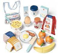 Cuisine En Bois Enfant,Jeu D'Imitation Jeux Fruits A Decouper,Dinette Avec Sac De Rangement,Jouets En Bois Cadeau Enfant Fille Gar
