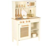 New Classic Toys – Cuisine jouet en bois Woet® – Rotin & accessoires – Beige – Dès 3 ans