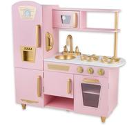 Cuisine en Bois pour Enfants avec Évier, Cuisinière, Four et Accessoires - Cuisine de Jeu à Partir de 3 Ans (Or Rose)