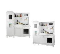 Cuisine en bois pour enfants COIL + accessoires grand ensemble de casseroles robinet blanc