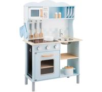 New Classic Toys Cuisine Électrique Enfant en Bois Jeu d’Imitation Educative pour Enfants Bon Appetit Bleu Fait du Son