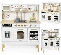 Cuisine Enfant Bois, Mamabrum, Éclairage LED, Cuisine Jouet Interactive XXL avec Micro-Ondes, Lave-Vaisselle, Machine à Café, Four